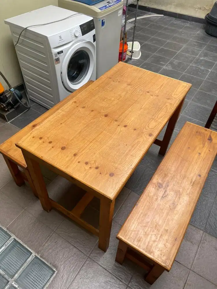 MEJA KURSI KAYU PANJANG