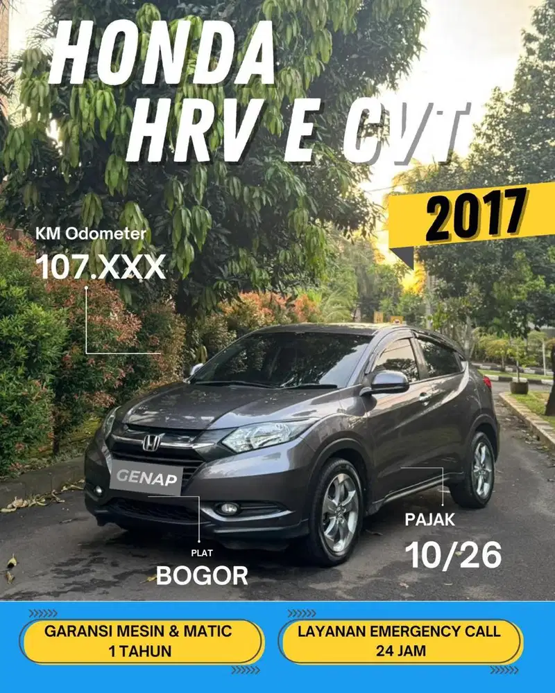 HONDA HRV E CVT 2017 AT MATIC / GENAP