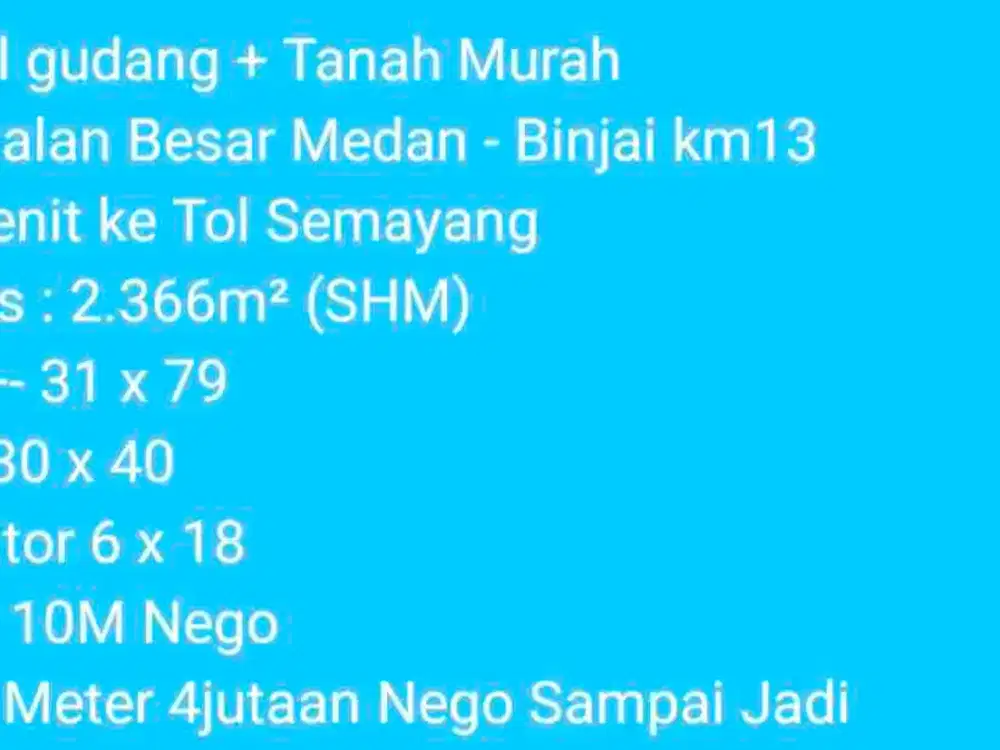 Dijual Tanah Jl. Medan Binjai