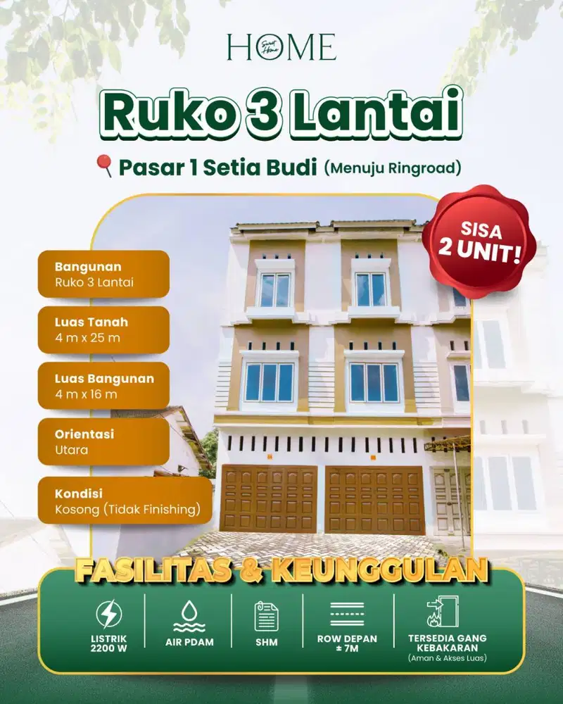 Ruko 3 Lantai Dekat Jalan Besar