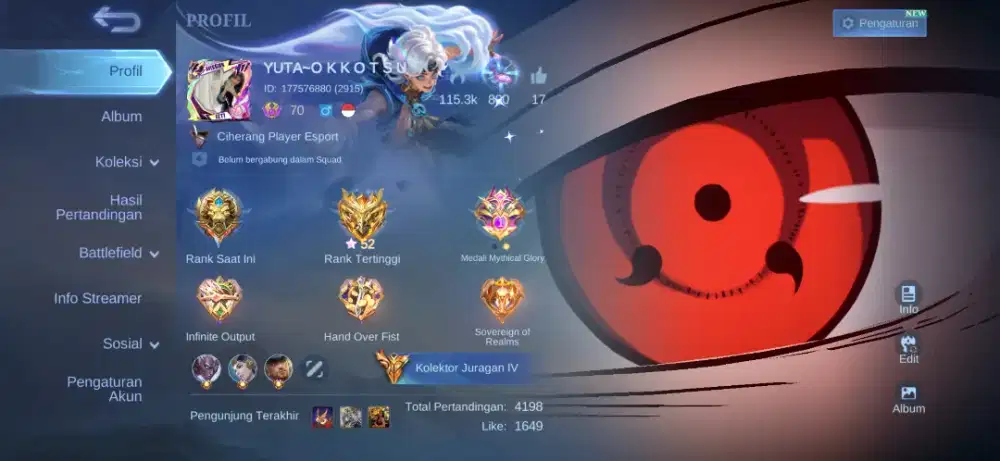 Jual akun ML pribadi no hb