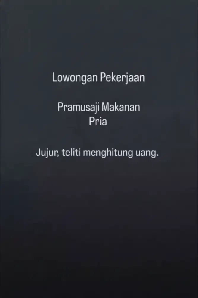 Lowongan Pramusaji Makanan