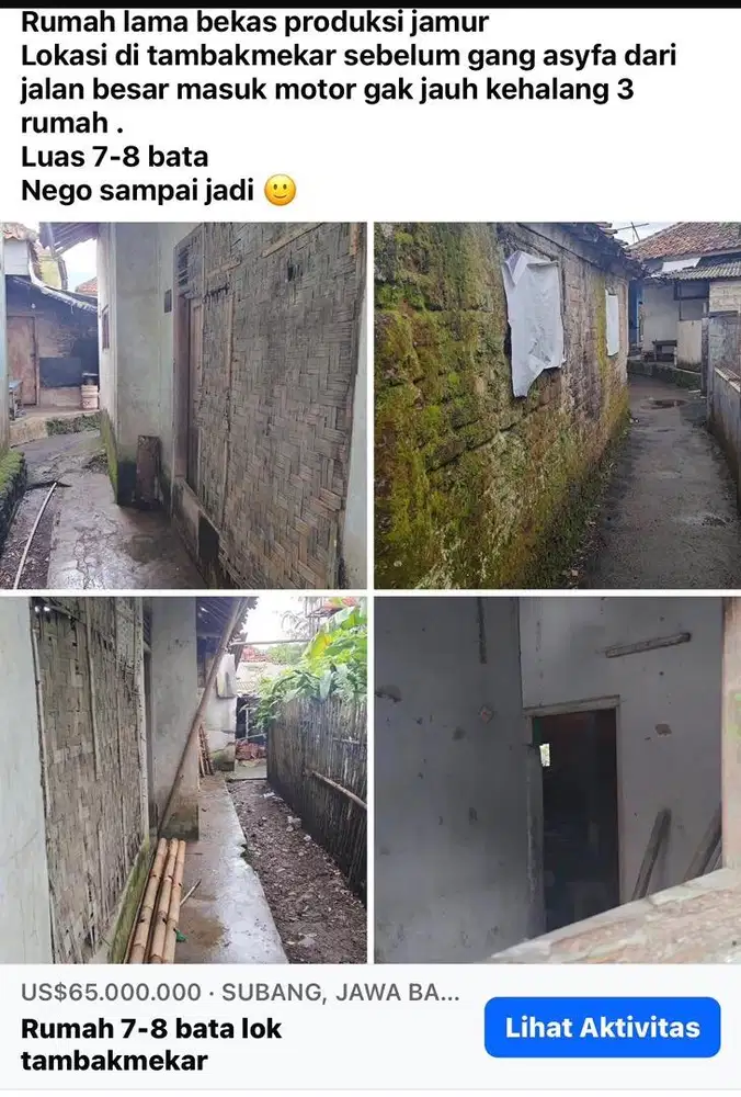 Rumah bekas produksi jamur
