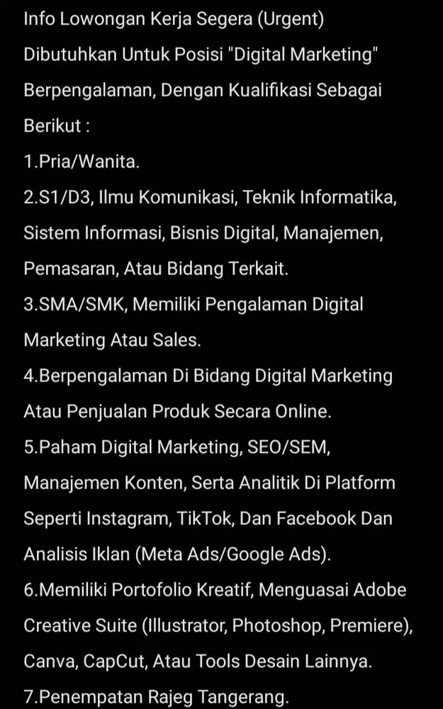 Lowongan Kerja Digital Marketing