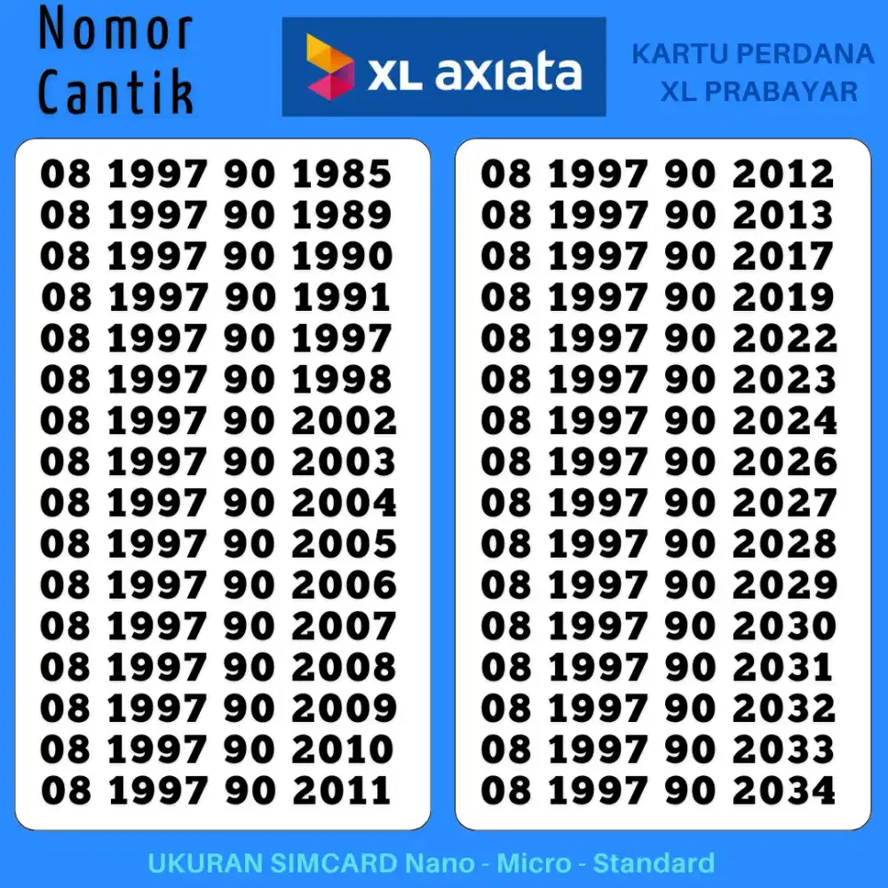 NOMOR CANTIK XL TAHUN LAHIR