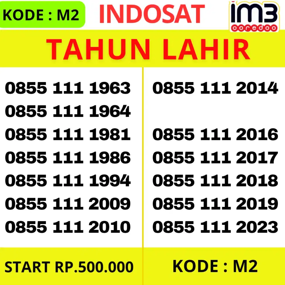 KARTU PERDANA IM3 SUPER TAHUN LAHIR