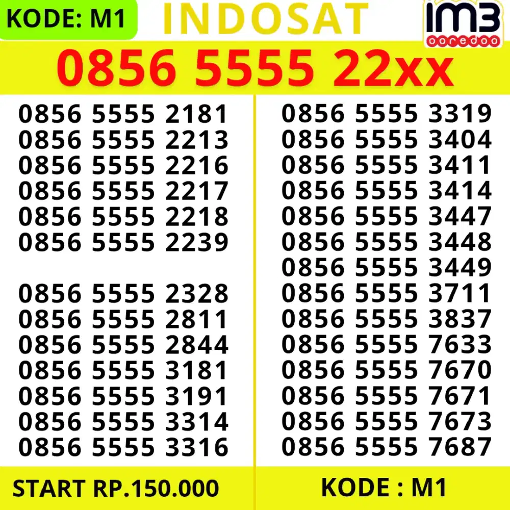 KARTU PERDANA IM3 SUPER 55555