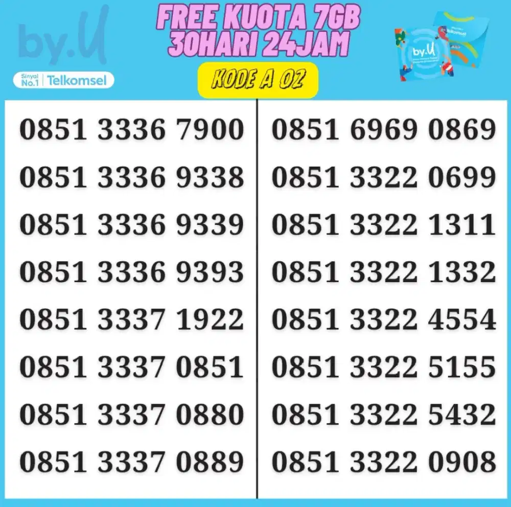 KARTU PERDANA BYU SUPER BONUS KUOTA 3GB