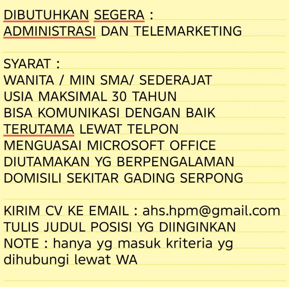 ADMIN DAN TELEMARKETING