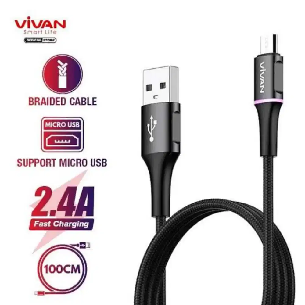 Kabel data Vivan Usb Micro/Type-C/Lightning New Original Fast Charging