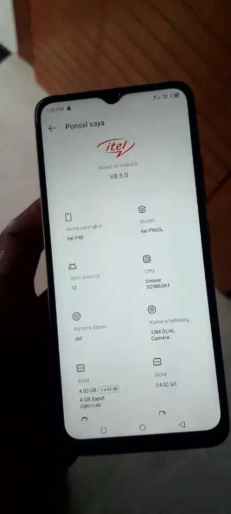 Hp itel p40 ram4+4/64