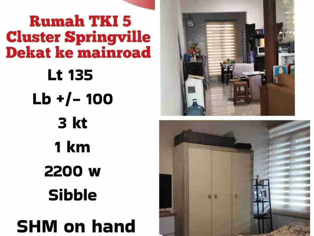 JUAL RUMAH TINGGAL SPRINGVILLE TKI V