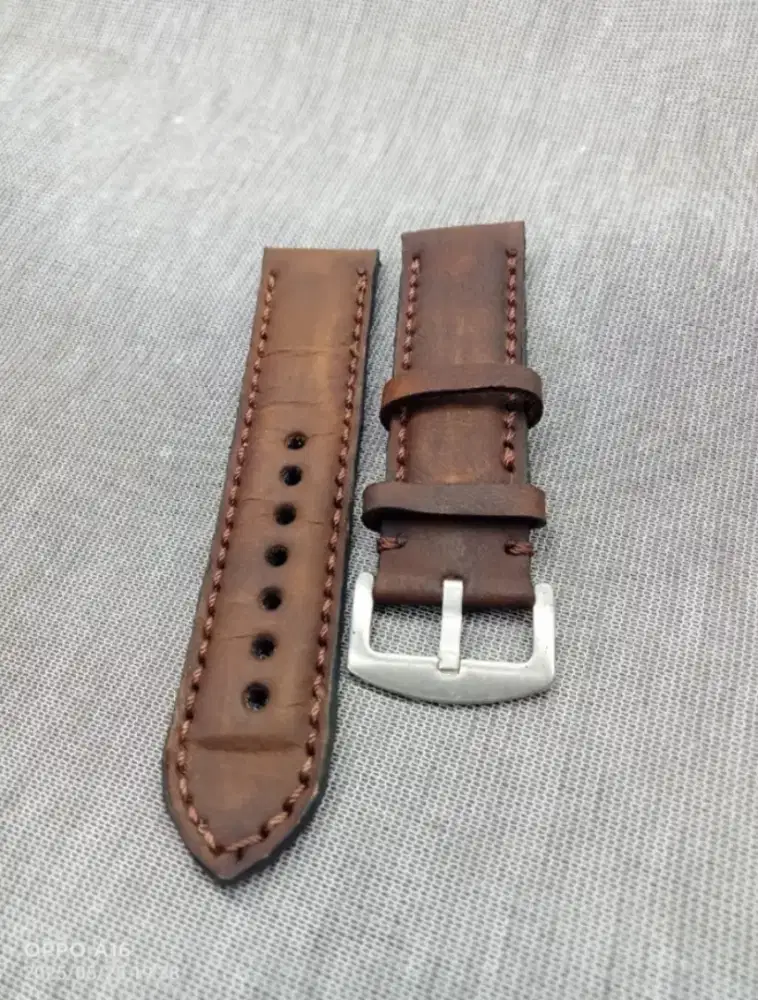 Tali Jam Tangan Kulit asli buatan sendiri Ukuran 18mm