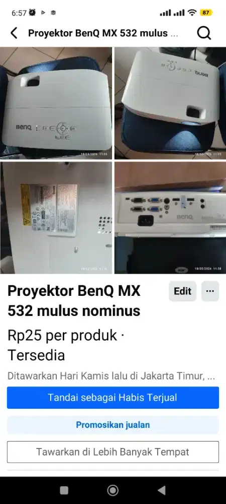Proyektor BenQ MX 532 mulus nominu
