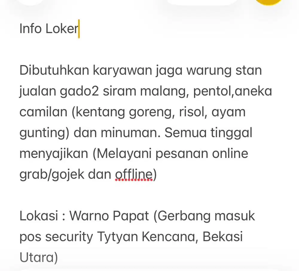 Loker Jaga Warung Makanan