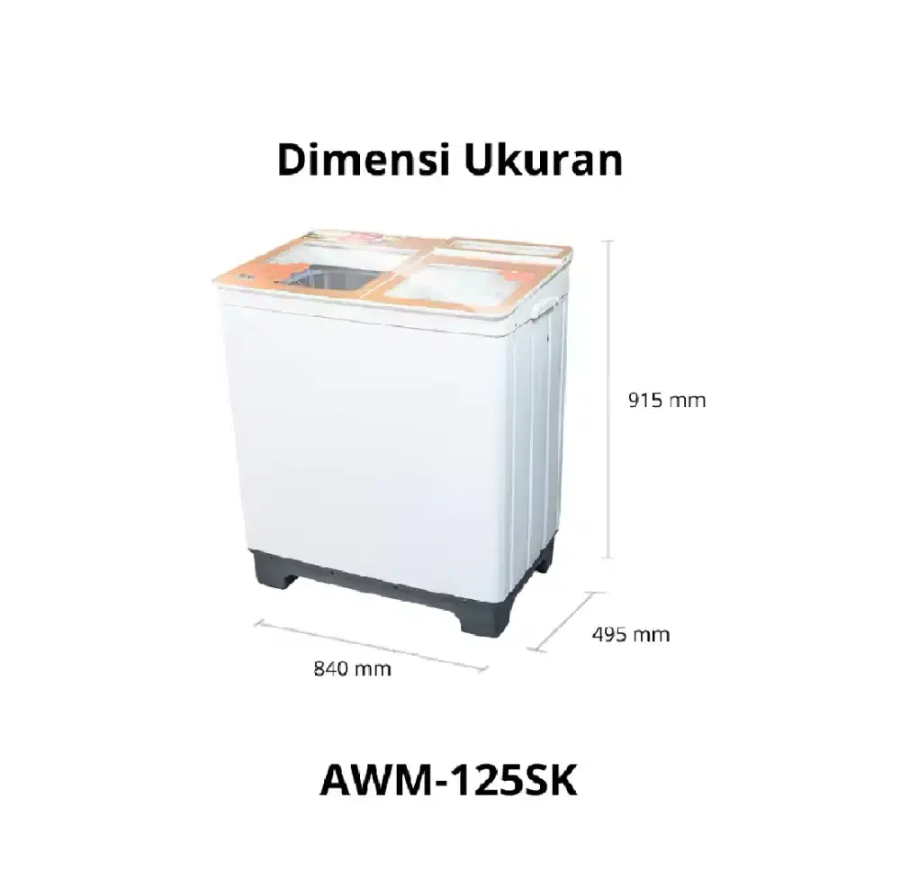 Mesin Cuci 2 Tabung merek Akari AWM-125SK Baru