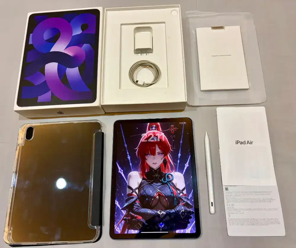 ipad air 5 M1 chip 64gb WIFI purple fullset 11 inch mulus bonus pencil