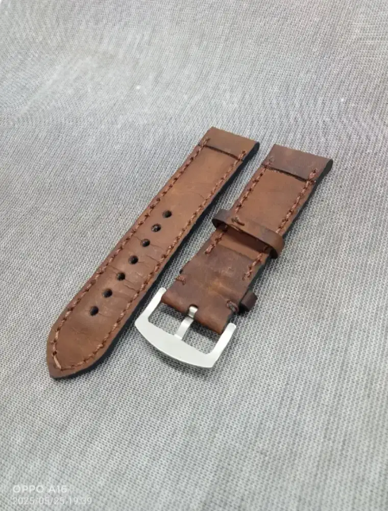 Tali Jam Tangan Kulit asli buatan sendiri Ukuran 22mm