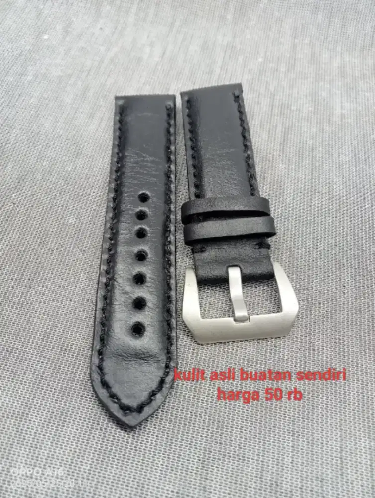 Tali Jam Tangan Kulit asli buatan sendiri Ukuran 18mm