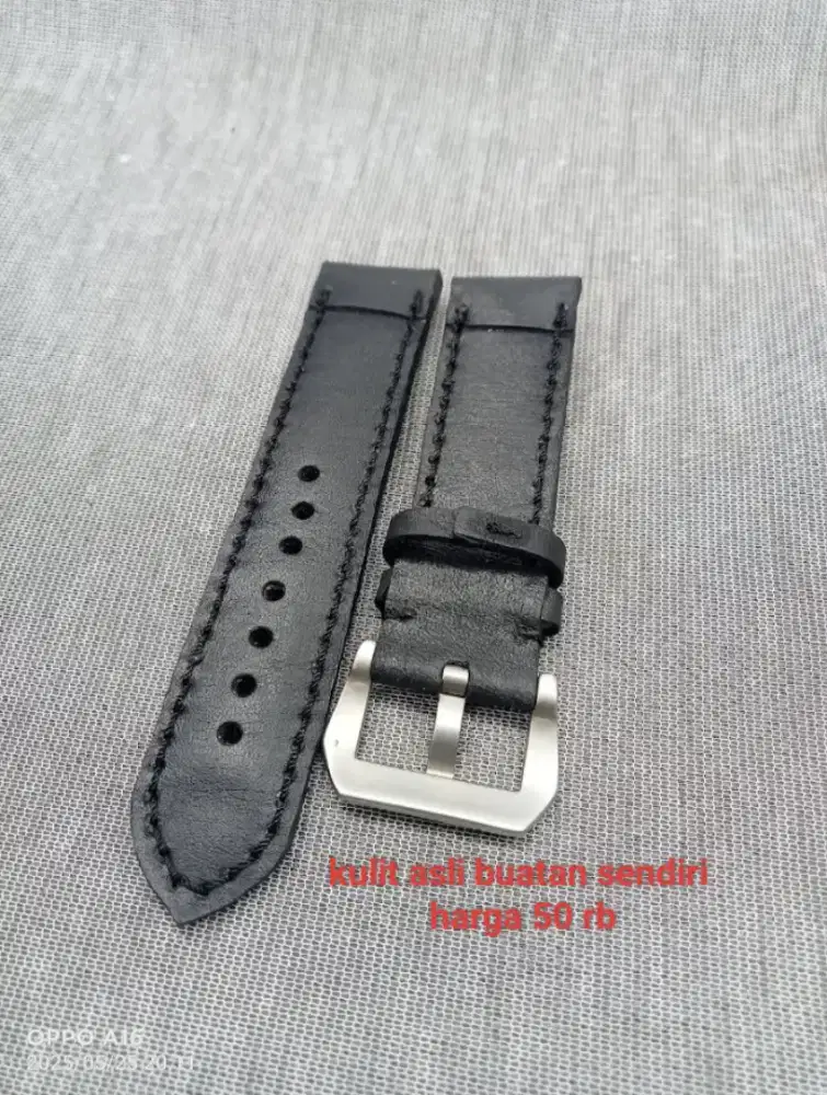 Tali Jam Tangan Kulit asli buatan sendiri Ukuran 18mm