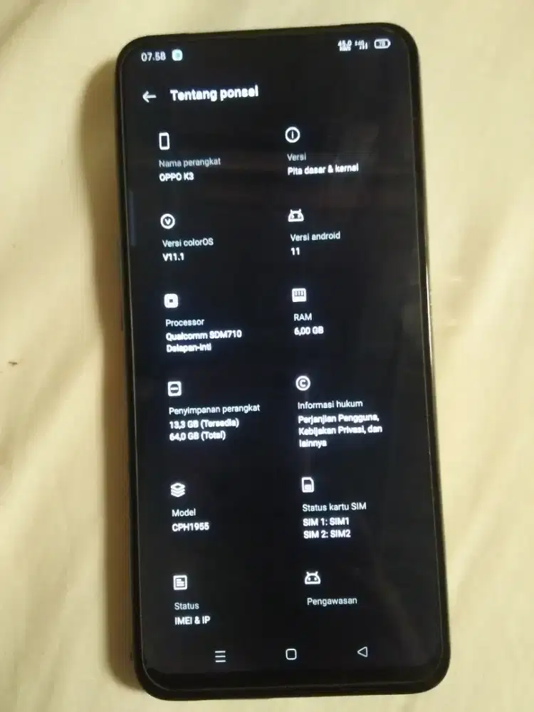 Oppo k 3 ram 6/64 gb