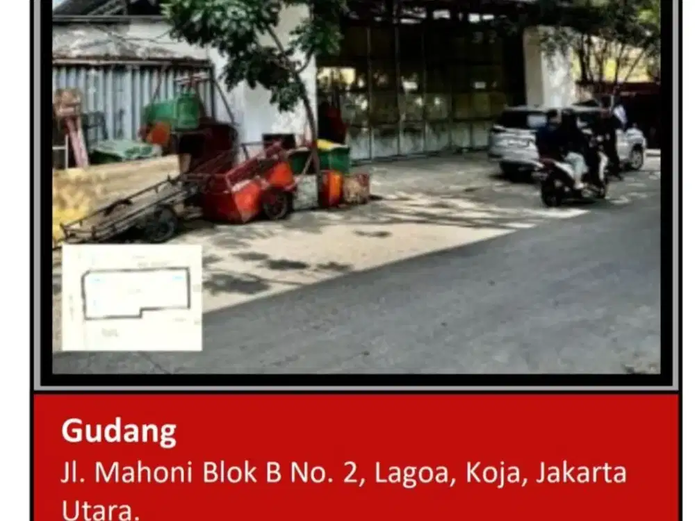 Di Jual Gudang Aset Bank di Jl. Mahoni , Lagoa, Koja, Jakarta Utara.