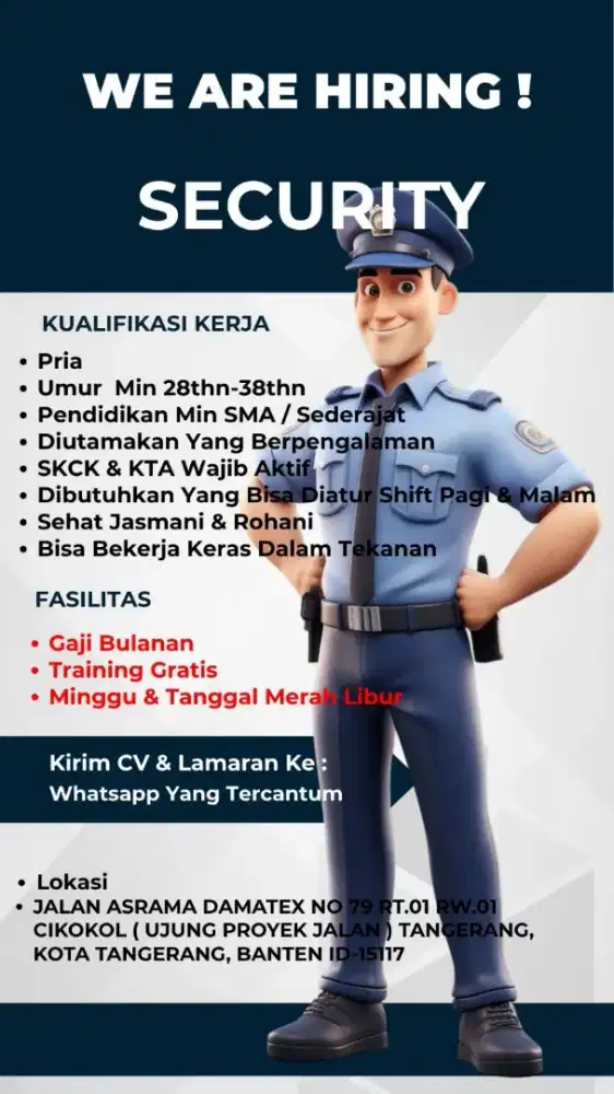 Dicari Security Yang Berpengalaman 2 Orang