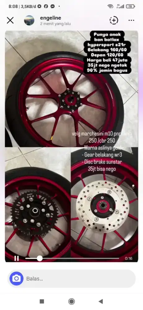 Velg marchesini m10 pnp ninja 250/CBR 250
