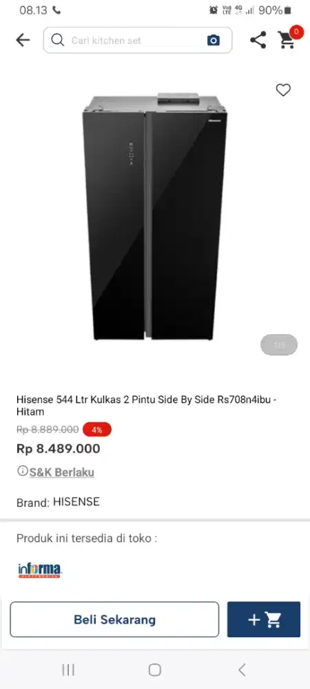 PROMO KREDIT HISENSE 544 LTR KULKAS 2 PINTU SBS
