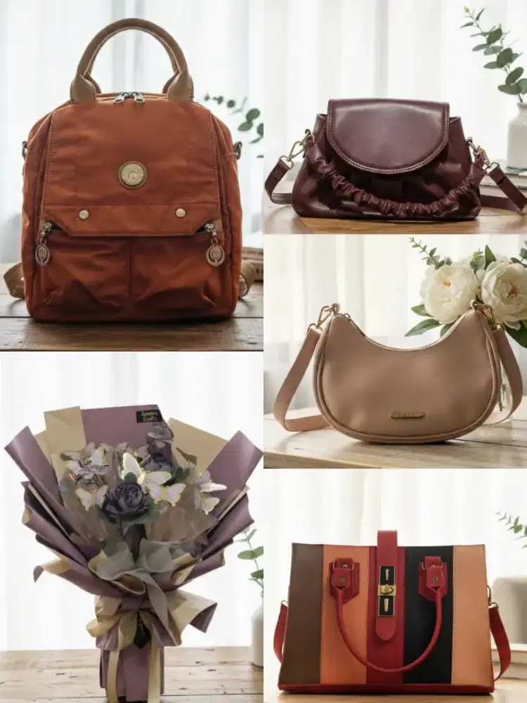 Tas dan bucket bunga yang ada lampunya