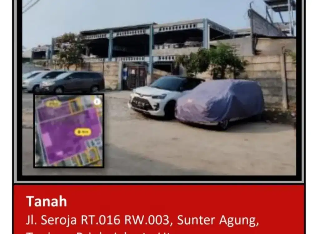 Di Jual Tanah Luas 1966 M2 Aset Bank di Jl. Seroja ,Sunter Agung, Tanjung Priok, Jakarta Utara.