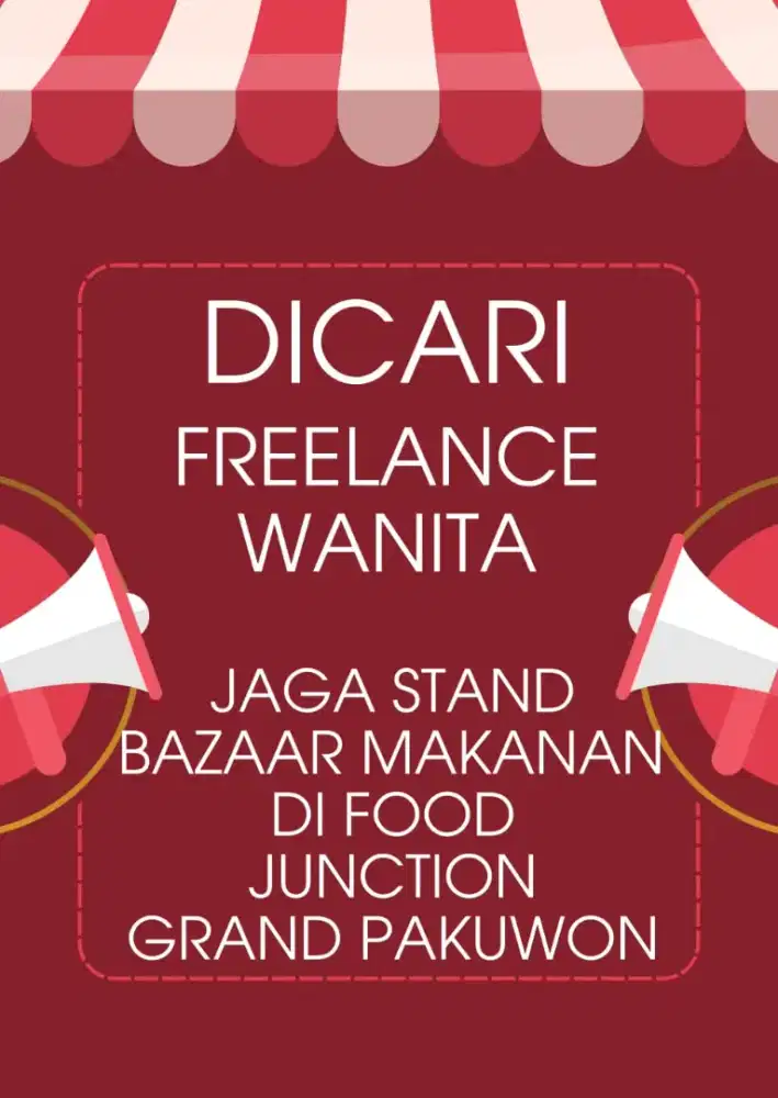 Dicari freelance jaga bazaar Foodjunction