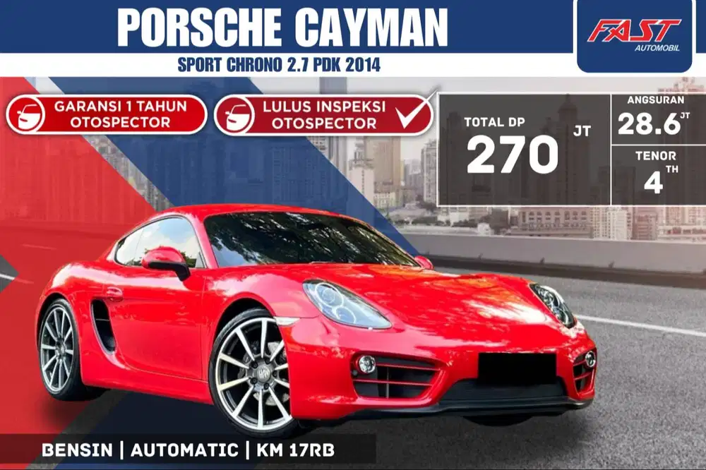 PORSCHE CAYMAN 2014 SPORT CHRONO 2.7 PDK LOW KM.17RB & PAJAK PANJANG