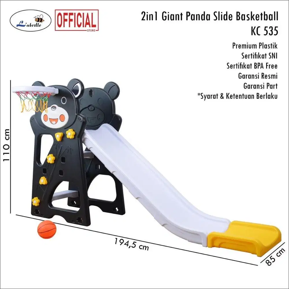 Perosotan slide Labeille + ring bola basket Gaint Panda