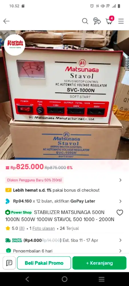 DIJUAL STABILIZER MATSUNAGA 1000W, SCV-1000N
