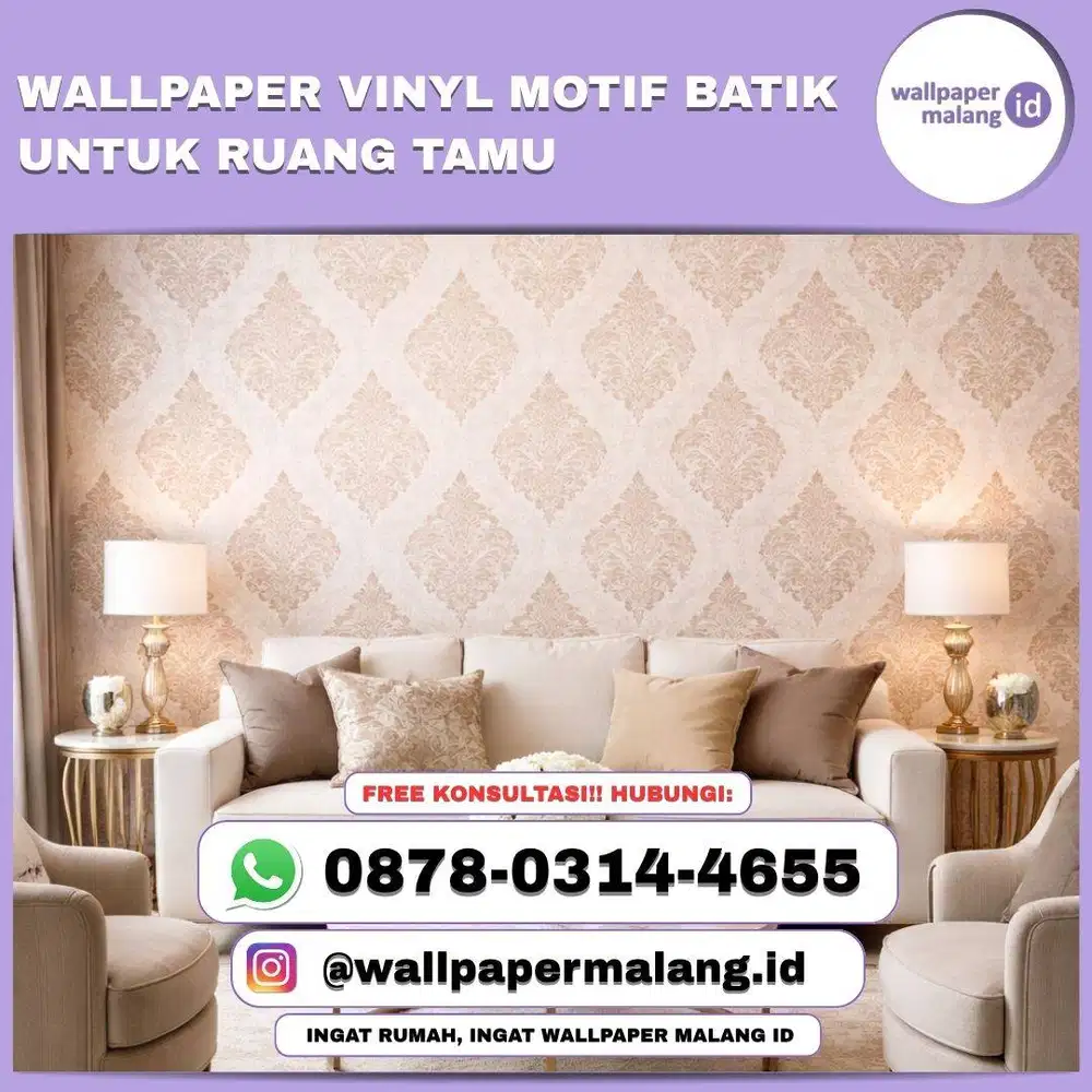 WALLPAPER VINYL MOTIF BATIK UNTUK RUANG TAMU