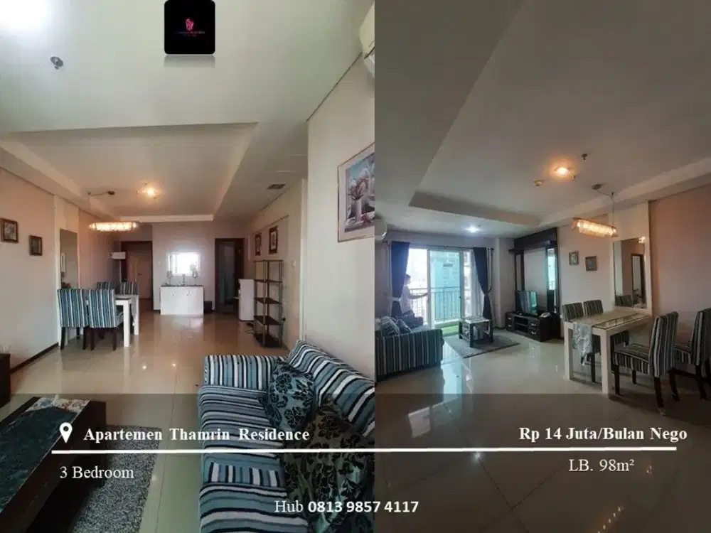 Disewakan Apartement Thamrin Residence Mid Floor 3BR FF