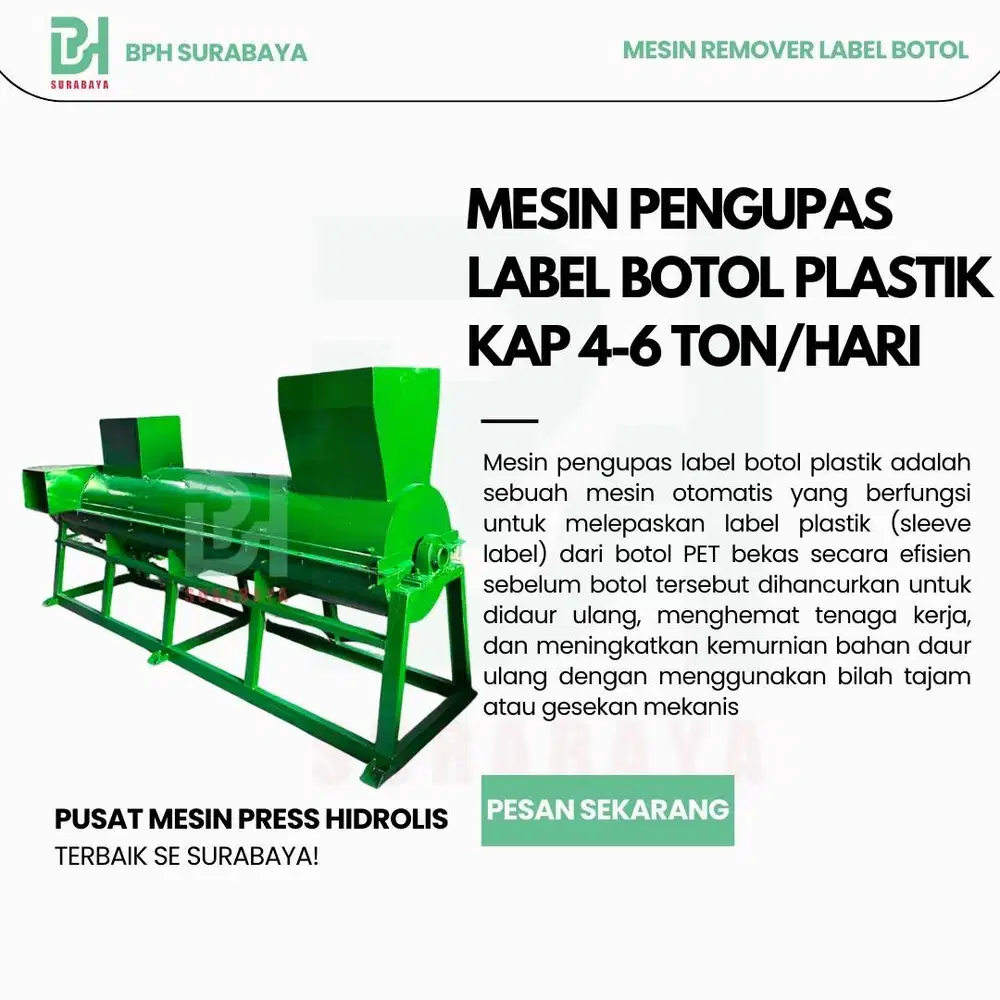 Mesin Pengupas Label Botol Plastik Teh Pucuk, Aqua, Club, dll Termurah