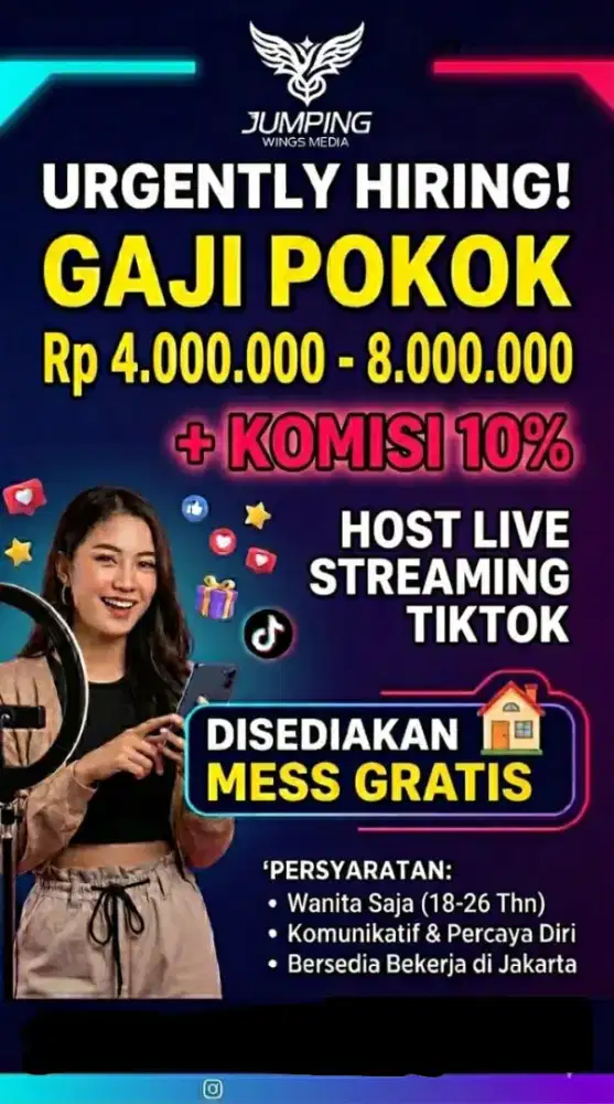 Lowongan kerjaan host live tiktok