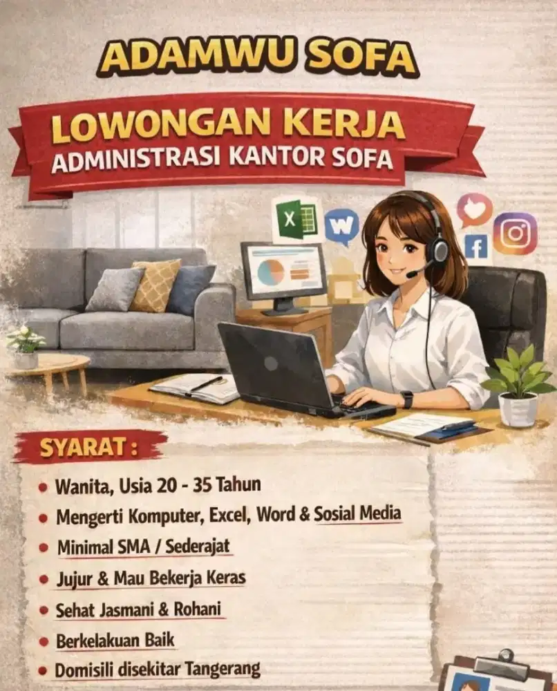 Lowongan Administrasi Workshop Sofa