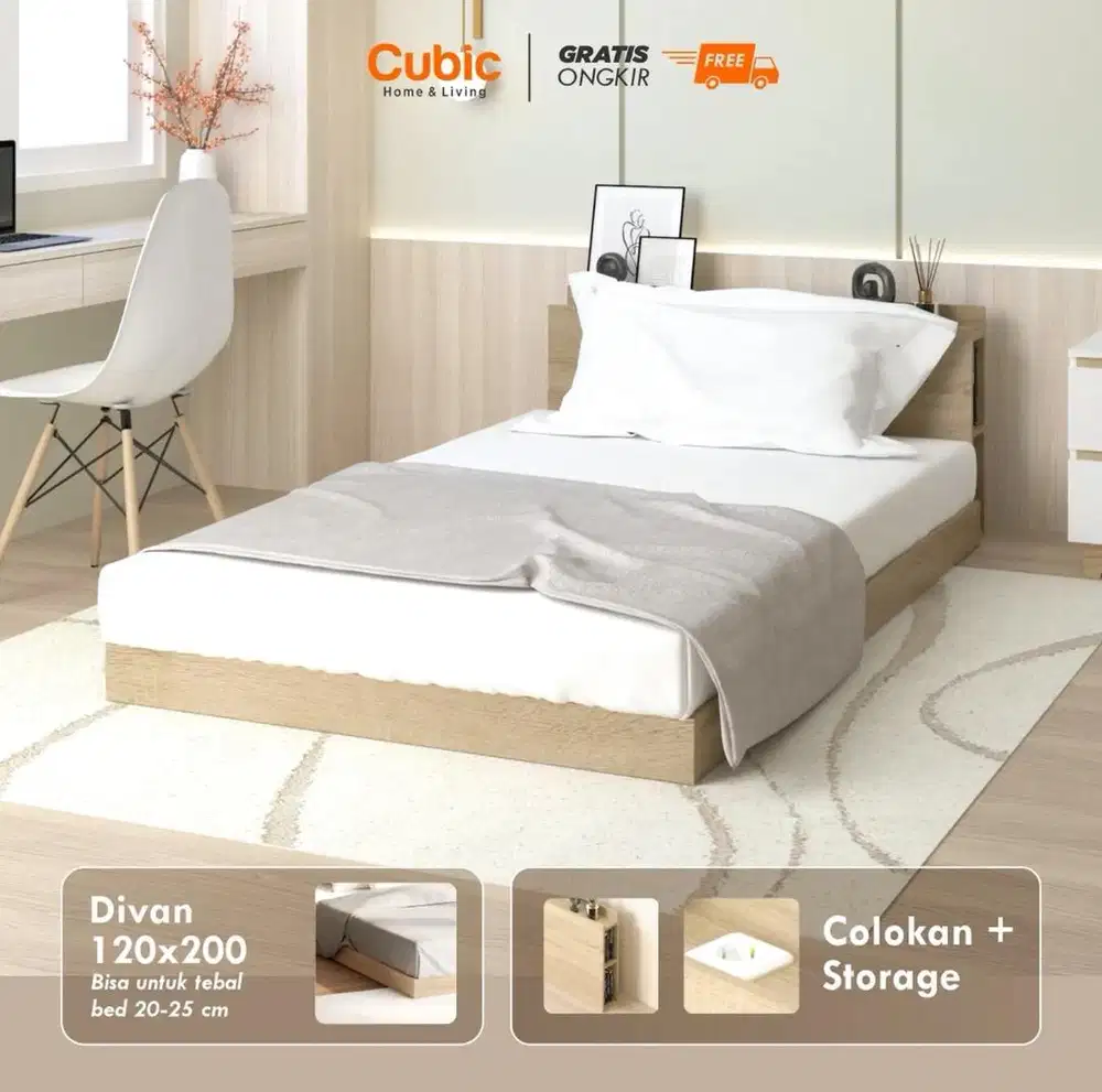 Cubic Dipan Kasur 120x200 / Ranjang Tempat Tidur / LUNA BD 121