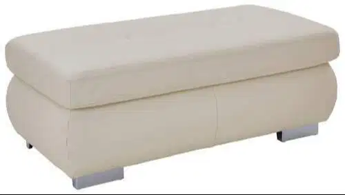 Beldomo Premium HOCKER Echtleder Weiß Breite/Höhe/Tiefe: 129/45/64 cm