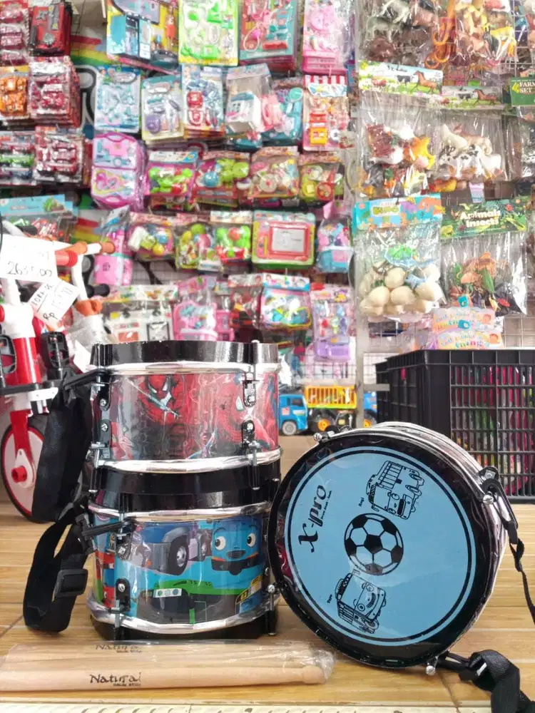 mainan anakk drum kalengg kecil free stick
