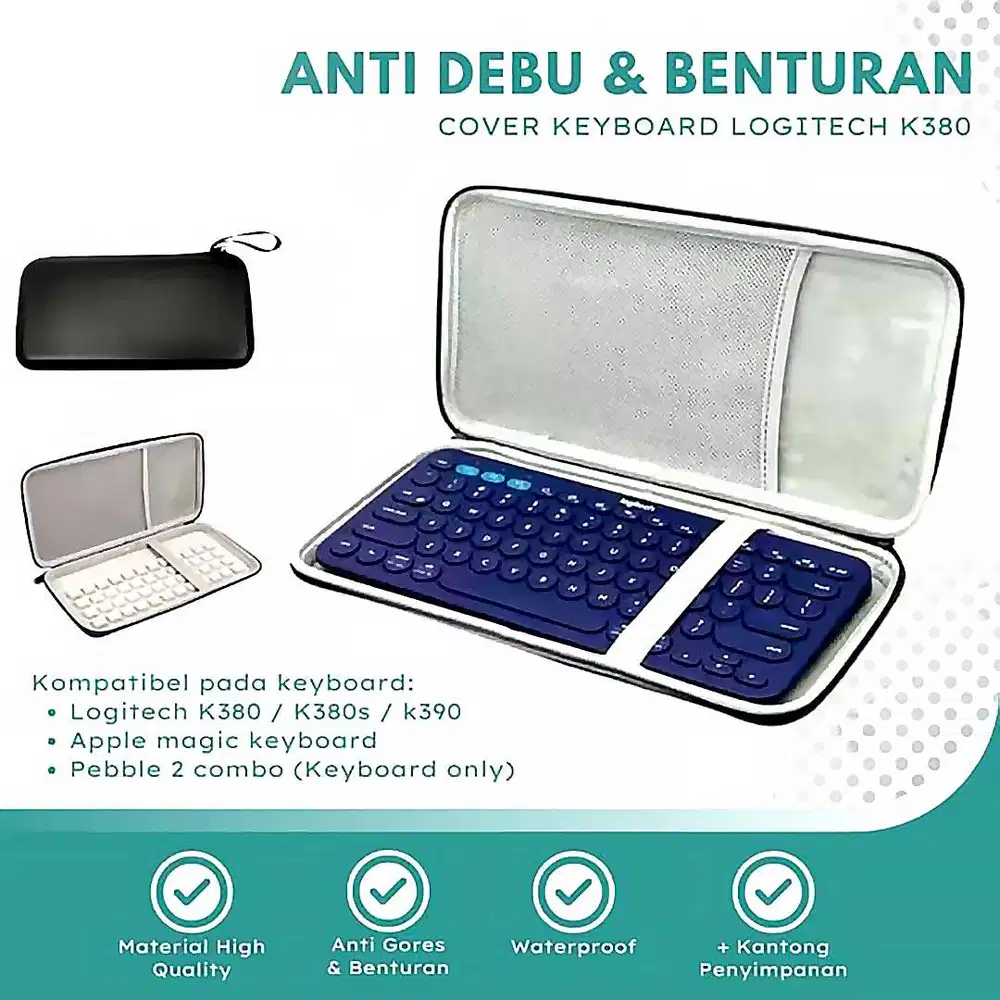 260401D EVA Black Hardcase Bag Cover Keyboard Logitech K380 K380s K390