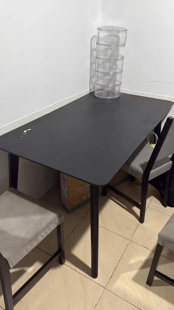 LISABO (Meja Makan, table, black , 140x78cm),