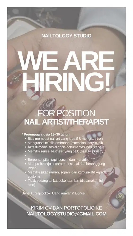LOWONGAN NAIL THERAPIST BUTUH CEPAT