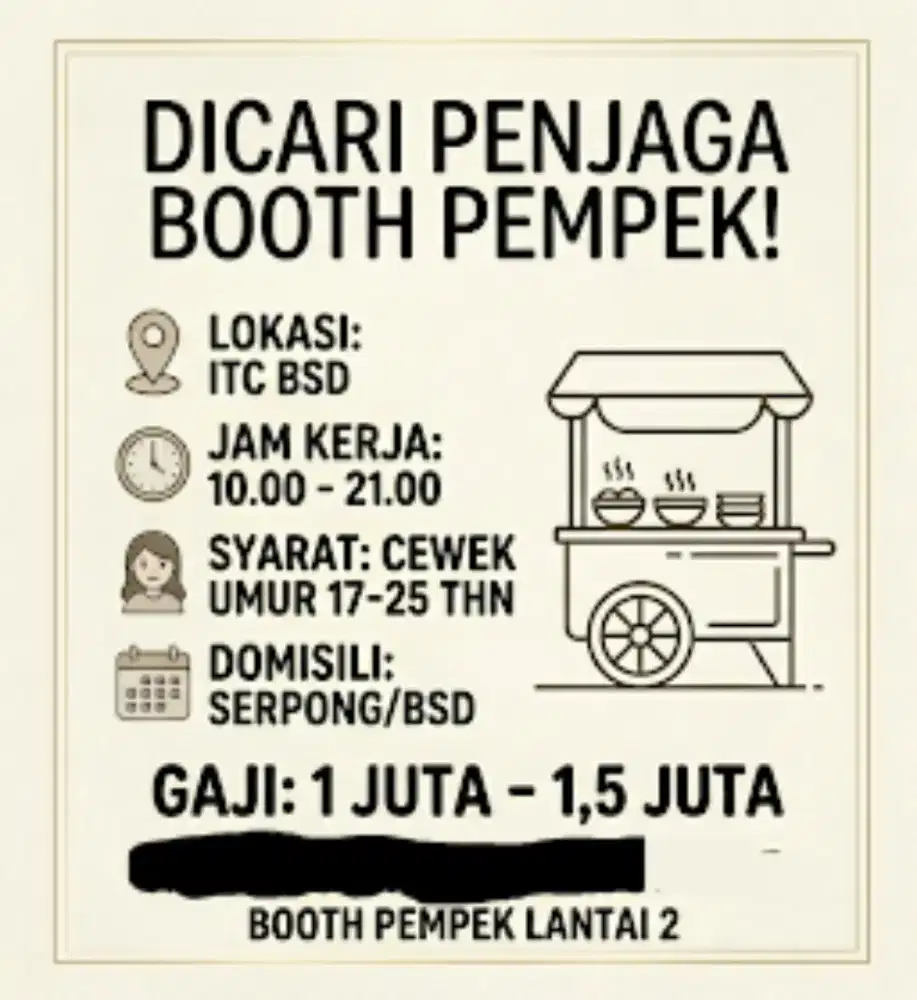 Jaga booth pempek di itc bsd