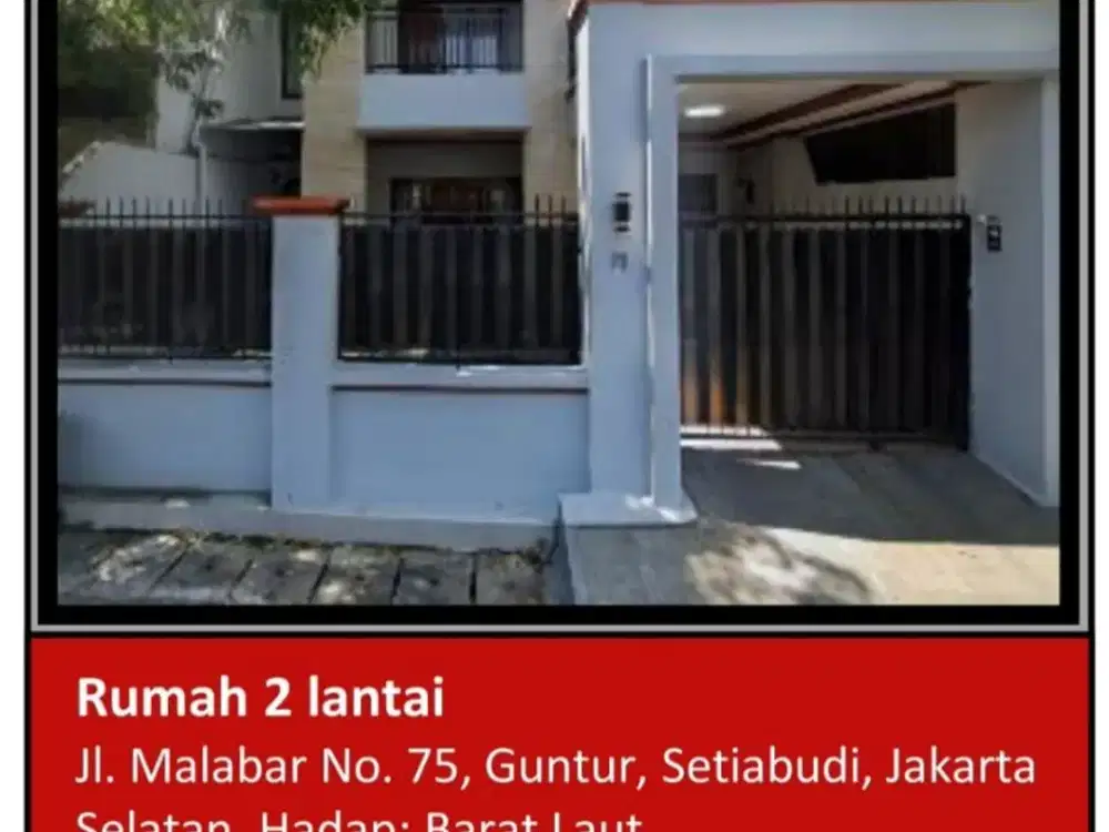 Di Jual Rumah Aset Bank di Jl. Malabar , Guntur, Setiabudi, Jakarta Selatan