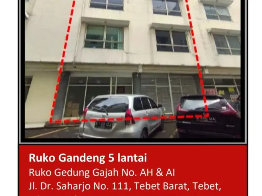 Di Jual Ruko Gandeng 5 Lantai Aset Bank di Ruko Gedung Gajah Tebet Barat, Tebet, Jakarta Selatan.