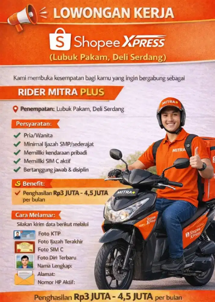 Lowongan kerja rider plus